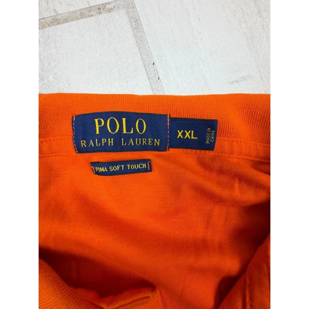 Polo Ralph Lauren Mens XXL Orange Pima Soft Touch Short Sleeve Polo Shirt Cotton